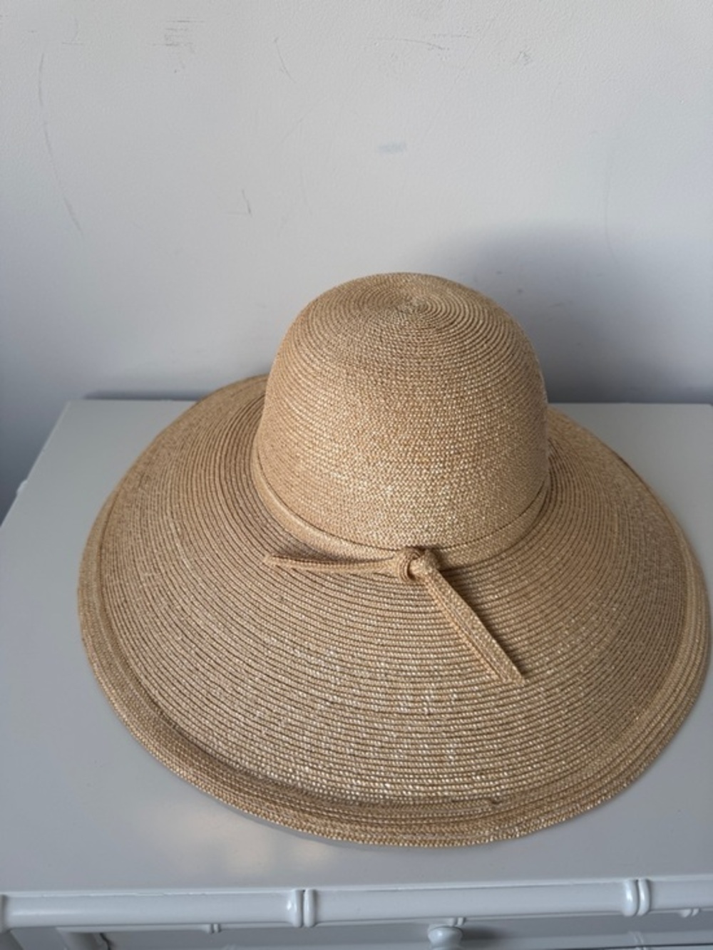 Frank Olive for Neiman Marcus Metallic Gold Straw Vintage Wide Brim Hat